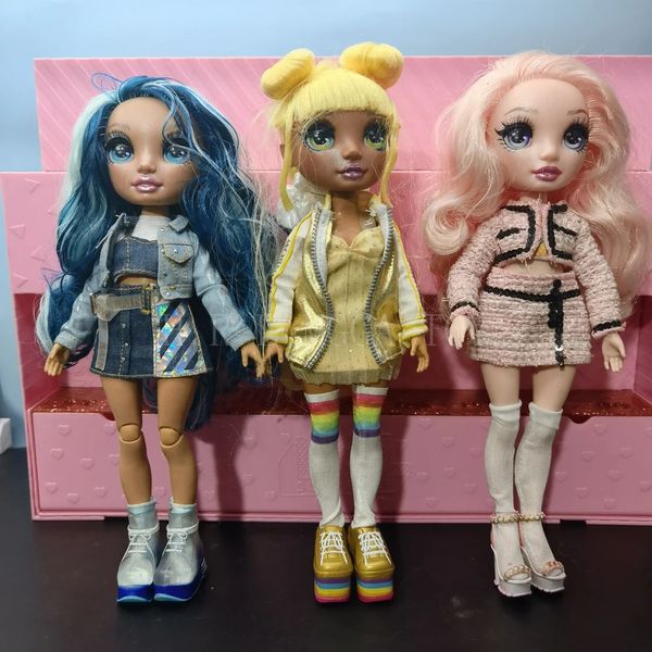 Otros juguetes Original Multi Style 24 cm Rainbow Middle School y 28 cm Big Sister Doll Fashion Dressing Girl Regalo de vacaciones para niños 231215
