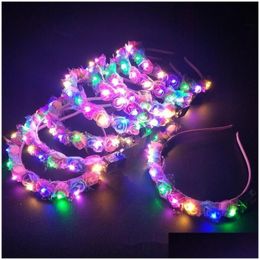 Autres Jouets Décoration De Fête 20 Pcs Led Lumière Rougeoyante Fleur Guirlande Bandeau Enfants Adts Filles De Mariage De Mariée Fantaisie Robe H Dhlt9