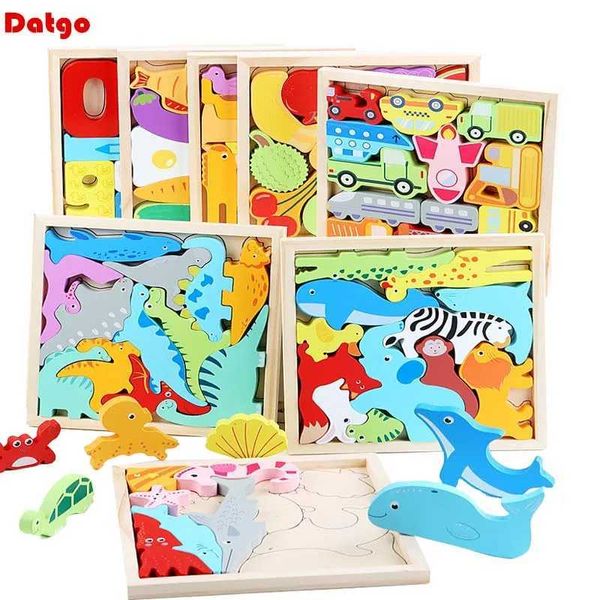 Autres jouets Popular New 3D Puzzle Wooden Toys Baby Learning Education Hand Beard Board Cartoon Animal Fruit and Vegetable Puzzle Toy Cadeaux S245176320