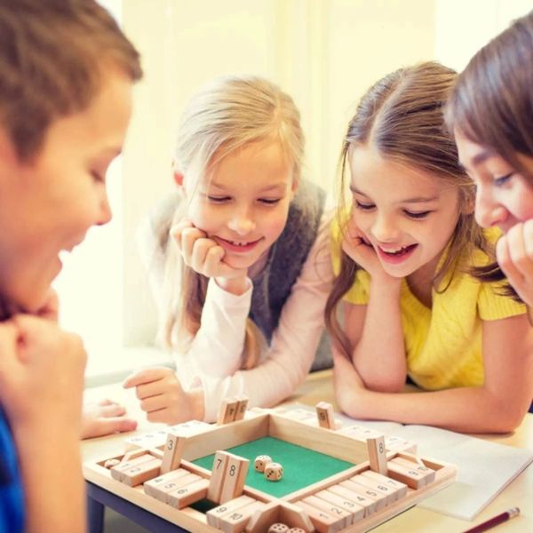 Autres jouets Shut The Box Jeu de société Dice Set Deluxe Quatre côtés 10 numéros Jeu de société Party Club Jeux de boisson pour adultes familles 231019