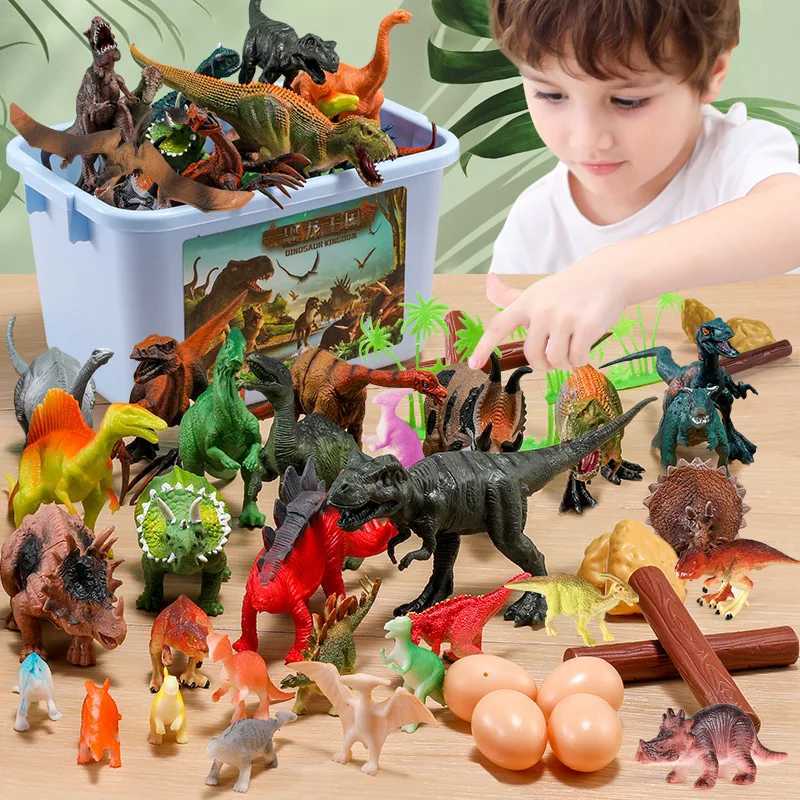 Other Toys Simulated Jurassic dinosaur model action diagram PVC Tyrannosaurus Rex Triceratops Park accessories decorative toys childrens giftsL240502