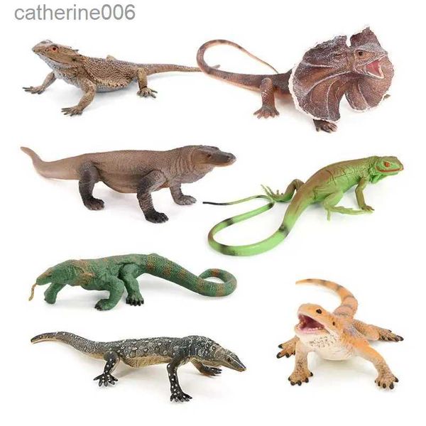 Otros juguetes Simulación modelo animal reptil anfibio iguana verde lagarto cuadrúpedo serpiente lagarto modelo embaucador para niños toyL231024