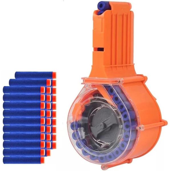 Autres jouets TISNERF 25 Round Drum Magazine pour Nerf N Strike Elite Series avec 30 fléchettes de recharge 231027