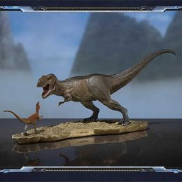 Andere Toys Toshiba 1/20 T-Rex vs Atrociraptor Model Brass Dinosaur Statue Collector Dierrealistisch desktop Decoratie Gift Toyl240502