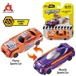 Ander speelgoed Transracers 1pcs 2 in 1 Transforming Sports Car Toy Flip Action Figures Voertuig Mini Pocket Gifts Verjaardag Kind Cadeau 231214
