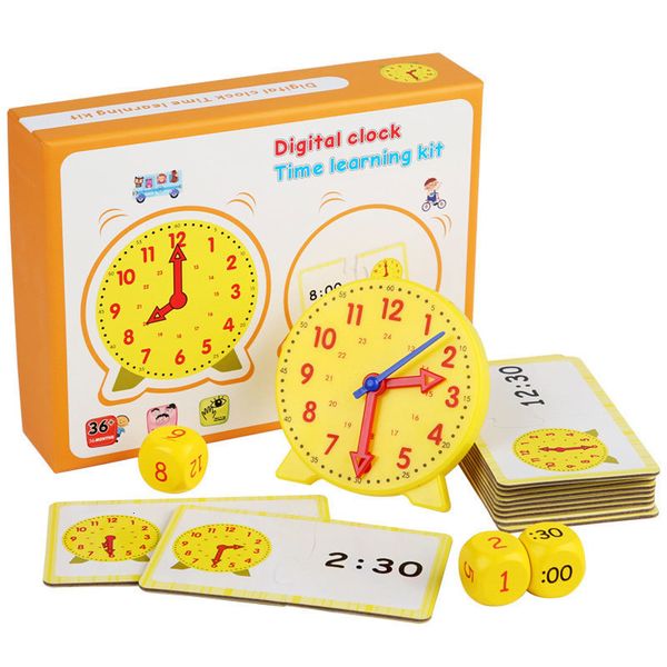 Autres jouets Horloge en bois Dés Montessori Math Jouets Temps Activité Set Time Matching Puzzle Préscolaire Tactile Apprentissage Horloge Jouets Éducatifs 230603