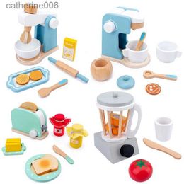 Autres jouets Jouets en bois Cuisine semblant jouer maison jouet en bois Simulation grille-pain machine à café mélangeur alimentaire enfants éducation précoce cadeau L231025