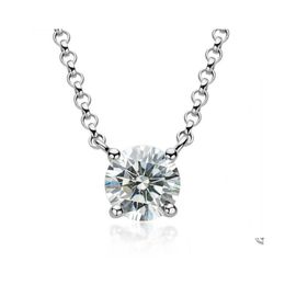 Autre mode 1 D couleur ronde Moissanite collier 925 Sier bijoux plaqué or Gra clavicule cadeau d'anniversaire autre livraison goutte collier Dhbo2