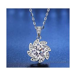 Andere trendy 925 Sterling Sier 1 D kleur moissaniet roterende gelukkige bloem ketting vrouwen cadeau wit goud vergulde fijne juwelier.