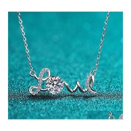 Autre À La Mode S925 Sier 1 Ct D Couleur Moissanite Lettre D'amour Collier Pour Les Femmes Plaqué Platine Vvs1 Pendentif Giftother Drop Delivery J Dhbup