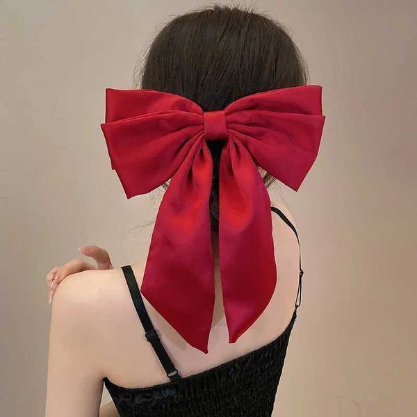 Autres Vanika Fashion Femmes Satin Bow Hair Clip Hairpin Barrets Elegant Girls Color Color Ponytail Clip Heads Summer Accessoires