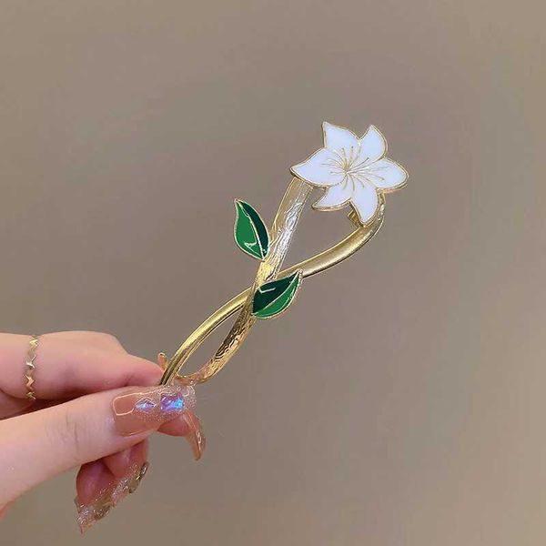 Autre Vanika Nouveau élégant belflower frog Buckle Hairlepin Metal Ponytail Clips Hair Cair Sweet Cl Fashion Headwear Accessori for Girl