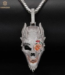 Autre Vinregem Hip Hop Rock 925 Sterling Silver Created Maisanite Gemstone Personality Skull Pendant Collier Fine Bijoux Whars1805267