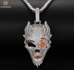 Autre Vinregem Hip Hop Rock 925 Sterling Silver Created Maisanite Gemstone Personality Skull Pendant Collier Fine Bijoux Whars2506027