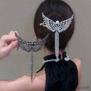 Otro Vintage Nuevo Diamante de imitación Alas de ángel Borla Pinza para el cabello Cola de caballo Trenza Un giro Mujer Elegante Tocado Accesorios R230608