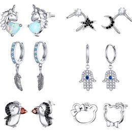 Autre VOROCO Arrivée S925 Couleur Argent Mignon Pingouin Boucles D'oreilles Pour Les Femmes Avec Zircon Pierre Mode Bijoux Coréens 20212821