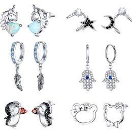 Autre VOROCO Arrivée S925 Couleur Argent Mignon Pingouin Boucles D'oreilles Pour Les Femmes Avec Zircon Pierre Mode Bijoux Coréens 2021232U