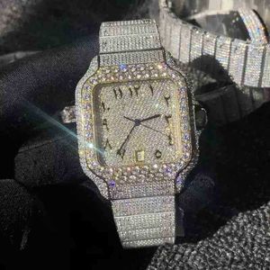 Ander horloge Polshorloge Sterhorloge Roségoud gemengd Sier Grote diamant Romeinse cijfers Luxe MISS Vierkant Mechanisch Heren Icing CubLRQSCY2OW5ZA