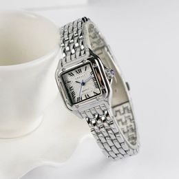 Andere Watche s Fashion Square Marke Damen Quarz Armbanduhr Klassische Silber Einfache Femme Stahl Band Uhr Zegarek Damski 231214