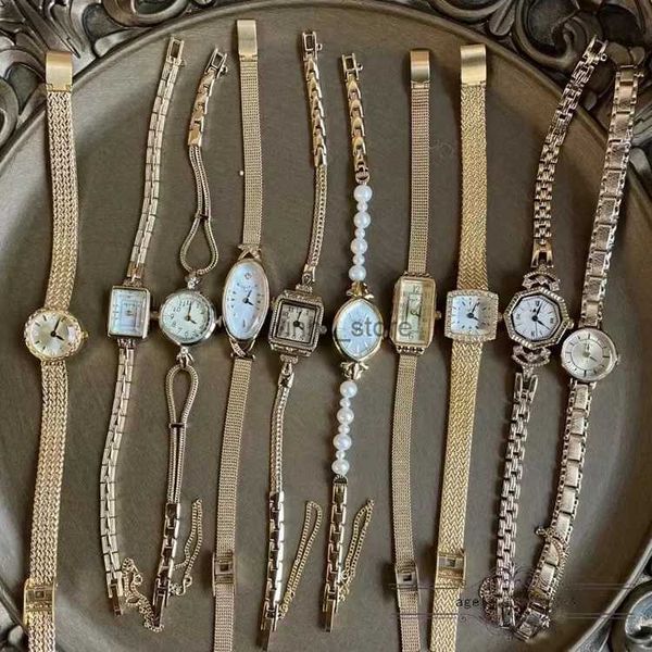 Otros relojes Band de latón chapado de oro de 18 km Women Watches Bracelet Chain Diamond Diamond Dial Luxury Damas de alta calidad para regalos Vintagel231220
