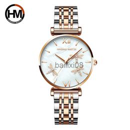 Autres Montres 2021 Nouveau Design Japon Akoya Perle Shell Libellule Dames De Luxe Diamants Pétoncle Montres En Acier Inoxydable Pour Les Femmes Drop Shipping J230728