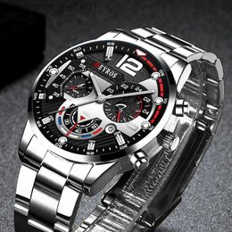 Autres montres 2022 Mode Mens ES Luxe en acier inoxydable Quartz Bracelet Calendrier Lumineux Horloge Hommes Business Casual LeatherL231122