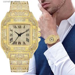 Otros relojes 2023 Diamond Womens es Marca de lujo Moda Cuarzo Muñeca Hip Hop Diamond Nuevo para mujeres Moda Ladys Gold Y240316