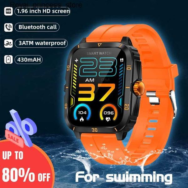 Autres montres 2024 Nouvelle natation intelligente Mens 1,96 pouces HD Écran Appel vocal Sports Femmes 3ATM Smartphone étanche Q240301