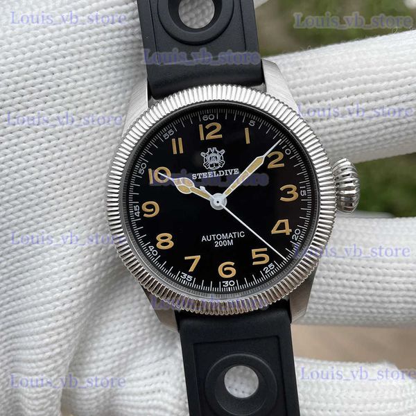 Autres montres 39 mm boîtier NH35 ment 10 mm couronne bracelet en cuir saphir 316 boîtier en acier inoxydable C3 lumineux STEELFLIER SD1906 hommes plongée T240329