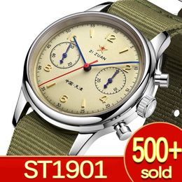 Andere horloges 40 mm China 1963 Pilot Aviation mechanische chronograaf Origineel St1901 uurwerkhorloge voor heren 40 mm saffier 38 mm vintage horloge 231020