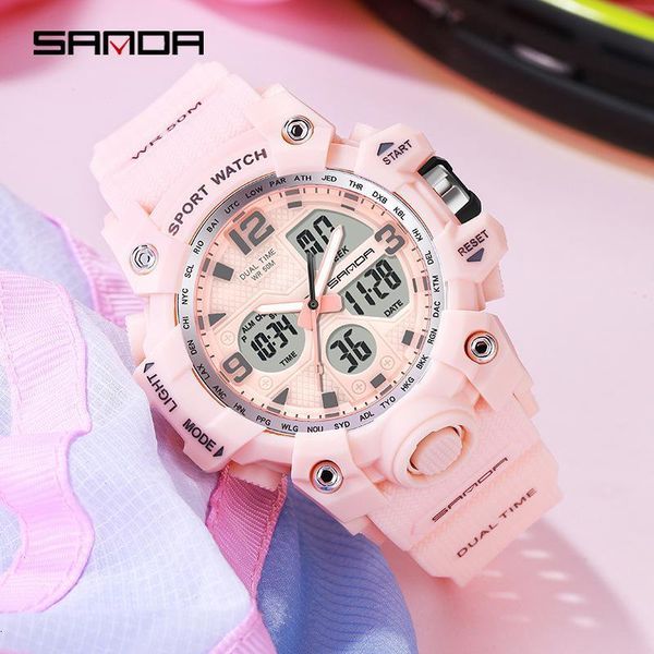 Autres montres 942 Version coréenne féminine Simple Fashion Sports électroniques Electronic Watch Sanda Top Brand Luminous Student Men's 230811