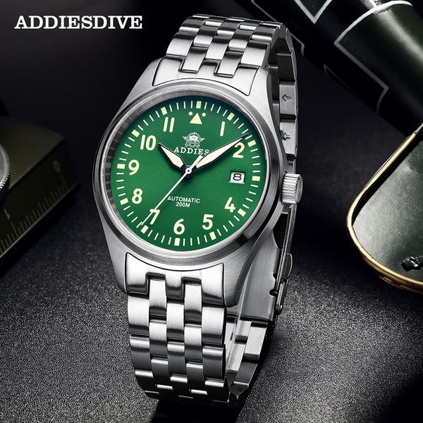 Otros relojes Addies Dive Pilot Watch Automatic Mechanical Diver C3 Luminous men s relojes divers Sapphire Crystal 200m reloj de buceo NH35 230714