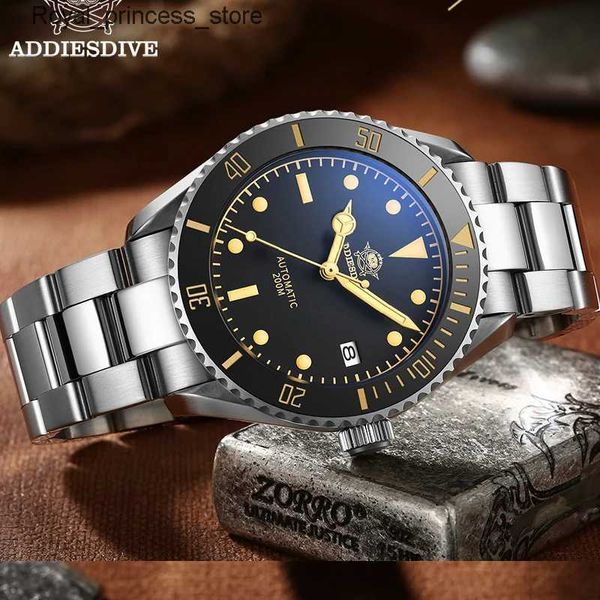 Otros relojes ADDIESDIVE Business Vintage Cuero Muñeca Impermeable Automático Mecánico Acero Hombre Europeo Americano Casual Q240301