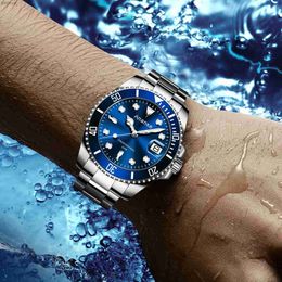 Autres montres Ananke Mens Luxury montre le mouvement japonais en acier inoxydable imperméable avec lueur automatique Date Blue Quartz Watch AN17L240403