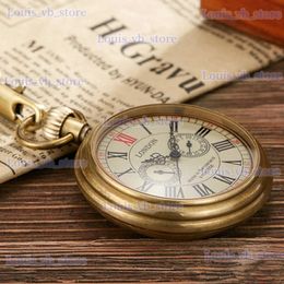 Autres montres Antique Copper London 1856s Antique 5 mains mécanique poche Fob es remontage à la main squelette hommes poche 30 cm chaîne T240329