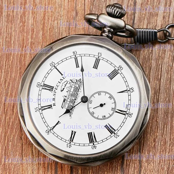 Otros relojes Plata antigua London Pocket Fob es Mano Viento Esqueleto Hombres Mujeres Bolsillo mecánico con collar de cadena colgante T240329