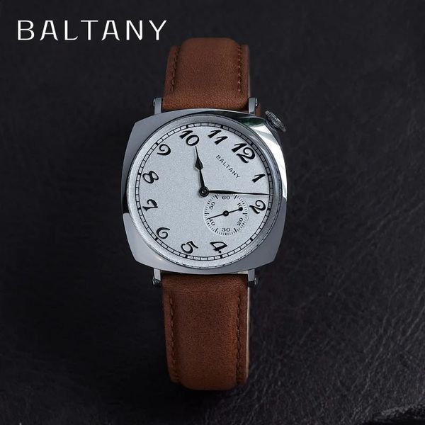 Autres montres Baltany 1921 Sub seconde Hommage Montre Seagull ST1701 Acier inoxydable Couleur saumon Boîtier carré Montre-bracelet pour homme 231116