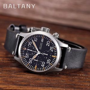 Other Watches Baltany Quartz Chronograph Watch VK67 100M Waterproof Stainless Steel Calendar Window Sapphire Glass Luminous Vintage 230703