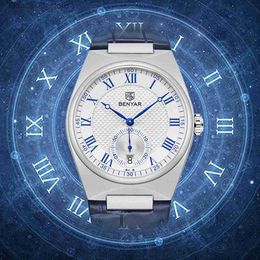 Andere horloges BENYAR 2023 Nieuwe zakenlieden Romeinse cijfers Quartz es Luxe waterdichte sport lederen polsen Relogio Masculino Q240118