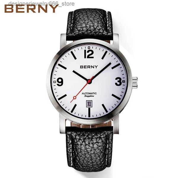 Autres montres Berny 5ATM étanche pour hommes automatique mécanique poignet mâle cuir suisse chemin de fer montre de luxe marque hommes Q231204