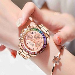 Andere horloges Biden luxe dames quartz horloge Diamond dames automatische horloges 3 wijzerplaat polshorloges mode klok Brelet Zegarek Damski J230728