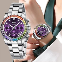 Autres montres BIDEN Montre pour femmes Quartz Poignet Mode Dames Bracelet 12 24 heures Chronographe Calendrier étanche Montre Femme Luxe 231214