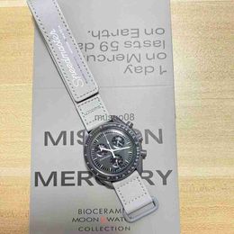 Autres montres Bioceramic Mens Planet Moon montres Quarz Montre chronographe à fonction complète Mission To Mercury 42mm Cuir Couple de luxe nom commun Wristw