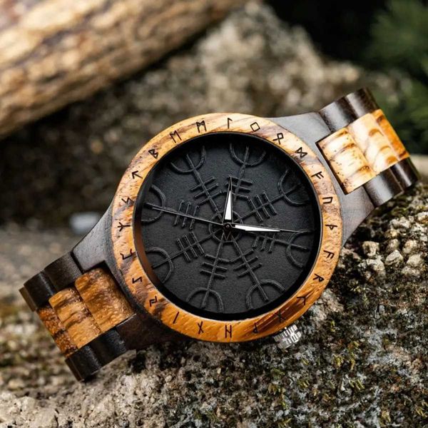 Otros relojes BOBO BIRD Relojes impermeables de madera Reloj Masculino Reloj Para Hombres Símbolo de guerreros vikingos Relojes Para Hombre 240125