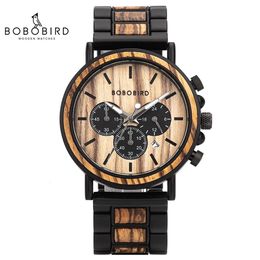 Andere horloges BOBO BIRD houten horloge heren erkek kol saati Luxe stijlvolle houten uurwerken chronograaf militaire quartz horloges in houten geschenkdoos 230928
