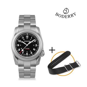 Autres montres Bodery Voyager Field Watch Titanium Montre de plongée automatique 100M Bracelet en titane étanche Montre haut de gamme Montre militaire Mens Wat J240226