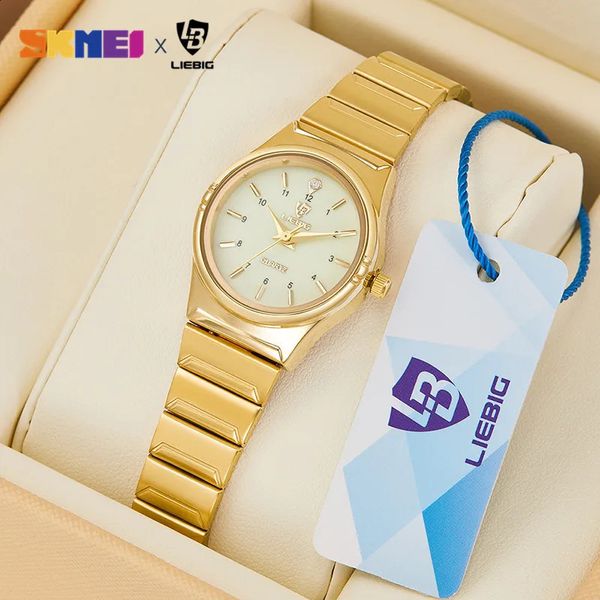 Otros relojes Marca Wonen Reloj de lujo Cuarzo dorado Pulsera de acero inoxidable Reloj de pulsera impermeable para mujer Reloj para niña Relogio mujer 231214