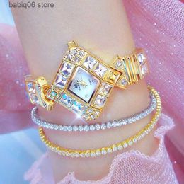Autres montres BS Bee Sister Gold Femmes Golden Clock Fashion Crystal Quartz Strass Femme Petit 2022 Poignets pour dames T230905