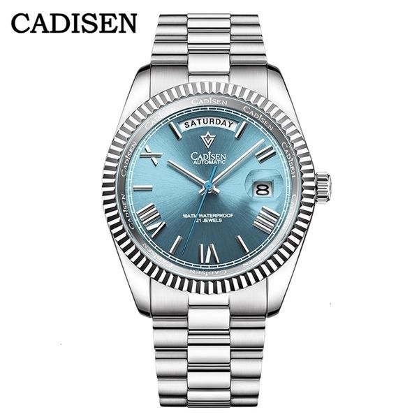 Autres montres CADISEN C8185 ICE BLUE Cadran Saphir Verre Hommes Japon MIYOTA 8285 Movt Mens Montre Mécanique Automatique Diver Horloge 230725