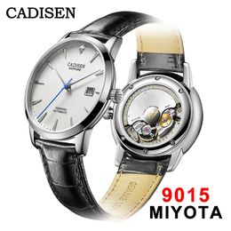 Otros relojes CADISEN Hombres Reloj de pulsera mecánico automático MIYOTA 9015 Top Brand Luxury Real Diamond Curved Sapphire Glass Reloj 231116